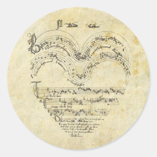 Pegatina Redonda Corazón de manuscrito medieval