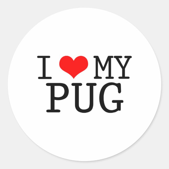 Pegatina Redonda Corazón de mi pug (Anverso)