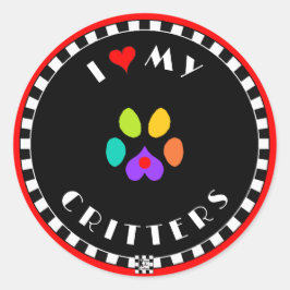 Pegatina Redonda Corazón de mis critters