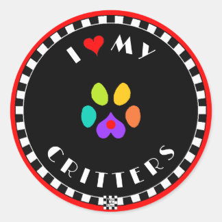 Pegatina Redonda Corazón de mis critters