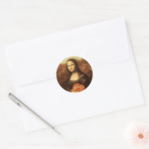 Pegatina Redonda Corazón de Mona Lisa Día de San Valentín Besos