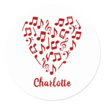 Corazón de Música Notas de Música Roja con Nombre