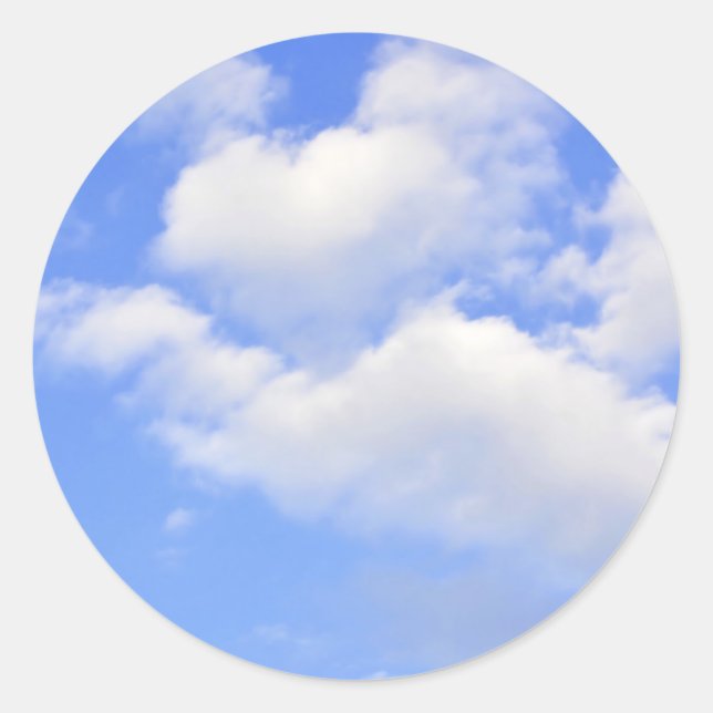 Pegatina Redonda Corazón de nubes (Anverso)
