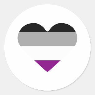 Pegatina Redonda Corazón de Orgullo Asexual