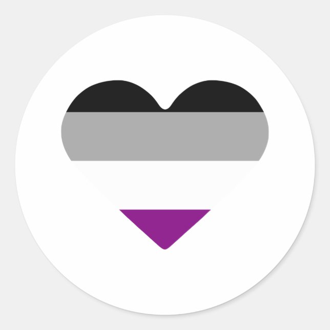 Pegatina Redonda Corazón de Orgullo Asexual (Anverso)