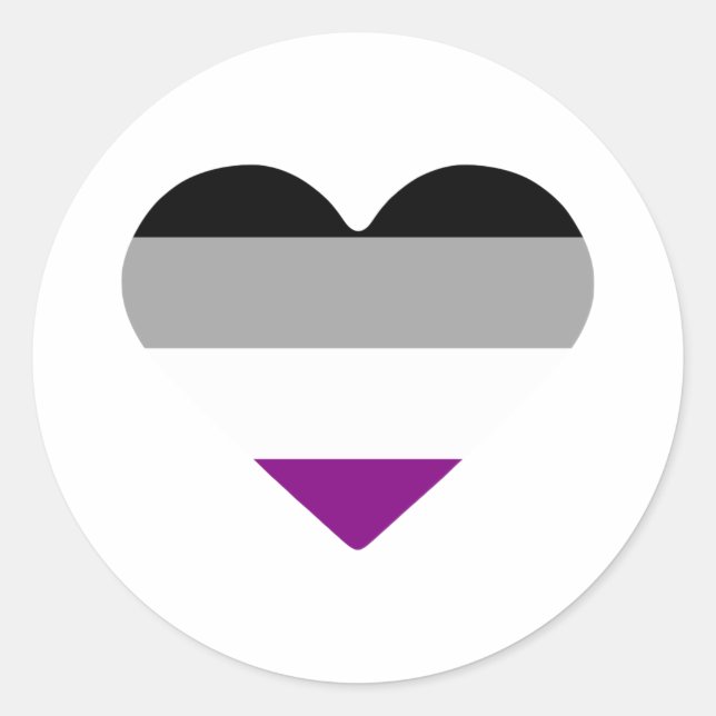 Pegatina Redonda Corazón de Orgullo Asexual (Anverso)