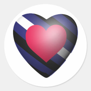 PEGATINA REDONDA CORAZÓN DE ORGULLO DE CUERO