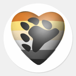 PEGATINA REDONDA CORAZÓN DE ORGULLO DE OSO