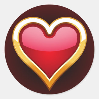 PEGATINA REDONDA CORAZÓN DE ORO