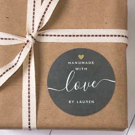 Pegatina Redonda Corazón de oro moderno hecho a mano con amor por