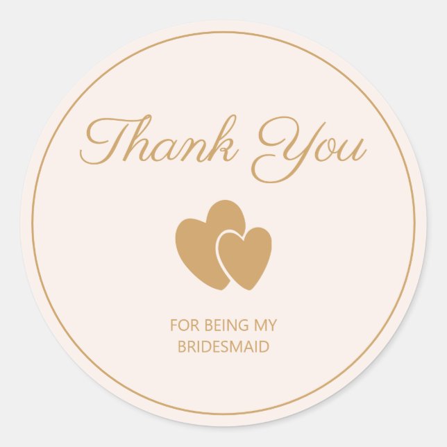 Pegatina Redonda Corazón de Oro Simple Gracias (Anverso)