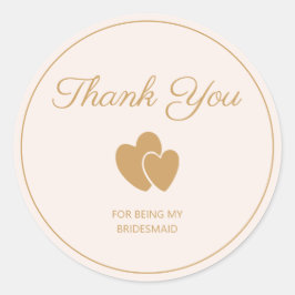 Pegatina Redonda Corazón de Oro Simple Gracias