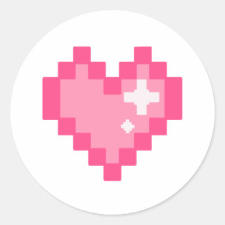 Pegatina Redonda Corazón de Pixel