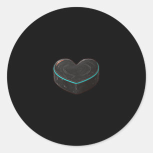 Pegatina Redonda Corazón de puck de hockey lindo minimalista amante