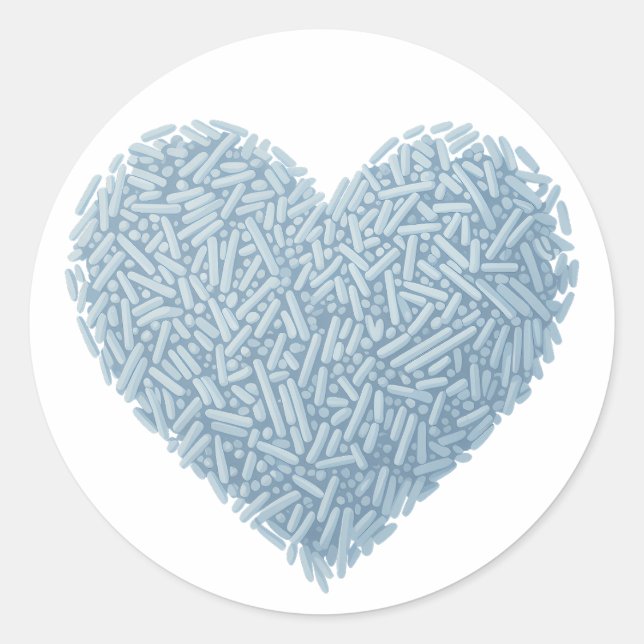 Pegatina Redonda Corazón de salpicadura suave | Bebé Sprinkle (Anverso)