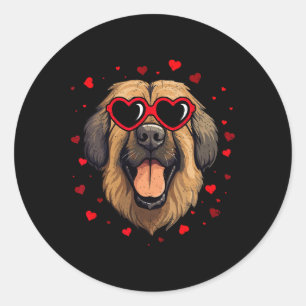 Pegatina Redonda Corazón de San Valentín de Leonberger Amantes de P