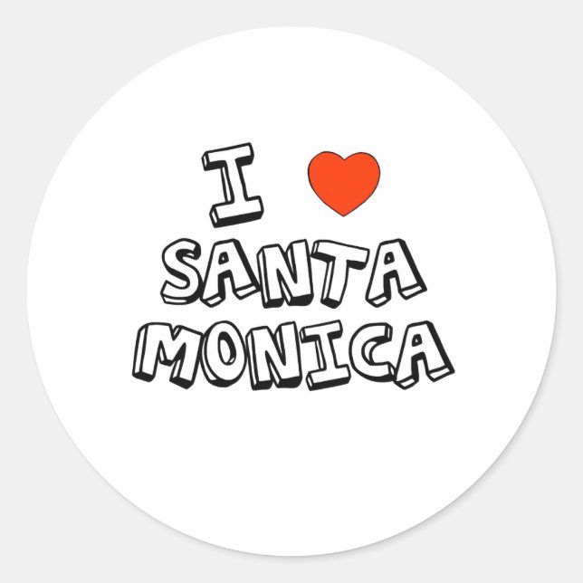 Pegatina Redonda Corazón de Santa Mónica (Anverso)