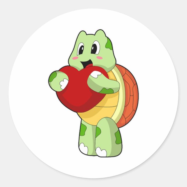 Pegatina Redonda Corazón de tortuga (Anverso)