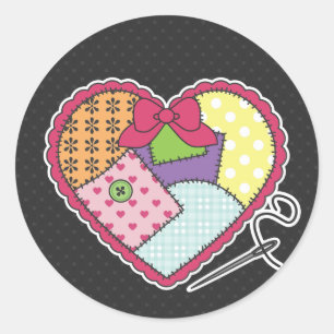 Pegatina Redonda Corazón de trabajo en mosaico