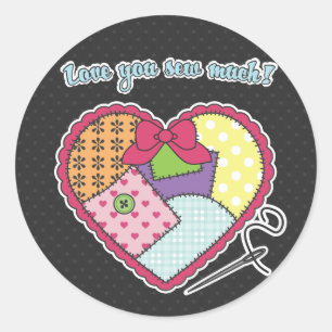 Pegatina Redonda Corazón de trabajo en mosaico - ¡Te quiero mucho c