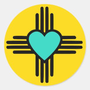 Pegatina Redonda Corazón de Zia Amarillo