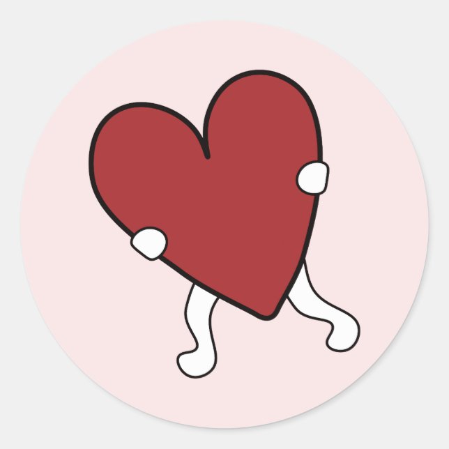 Pegatina Redonda Corazón del Día de San Valentín (Anverso)