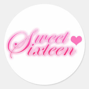 Pegatina Redonda Corazón del dulce dieciséis