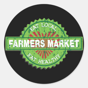 Pegatina Redonda Corazón del mercado de los agricultores