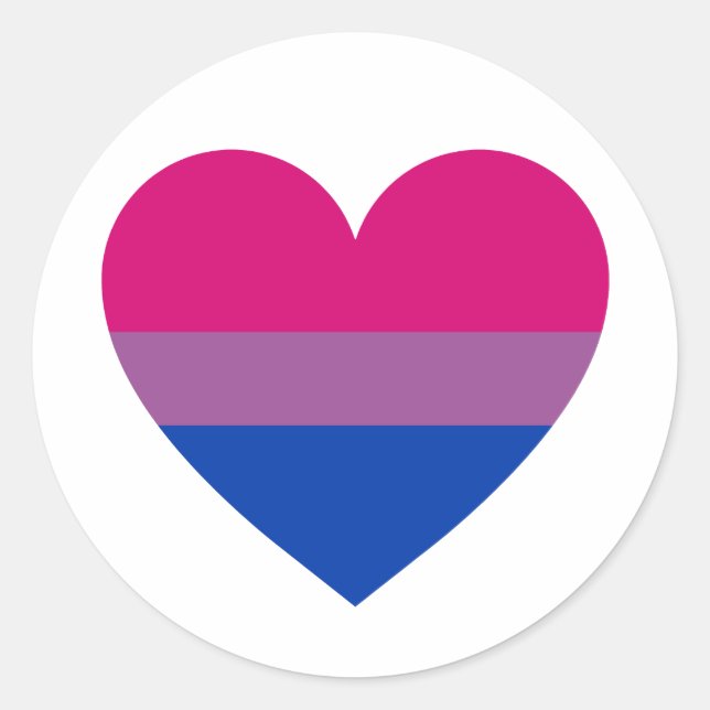 Pegatina Redonda Corazón del Orgullo Bisexual (Anverso)