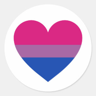 Pegatina Redonda Corazón del Orgullo Bisexual