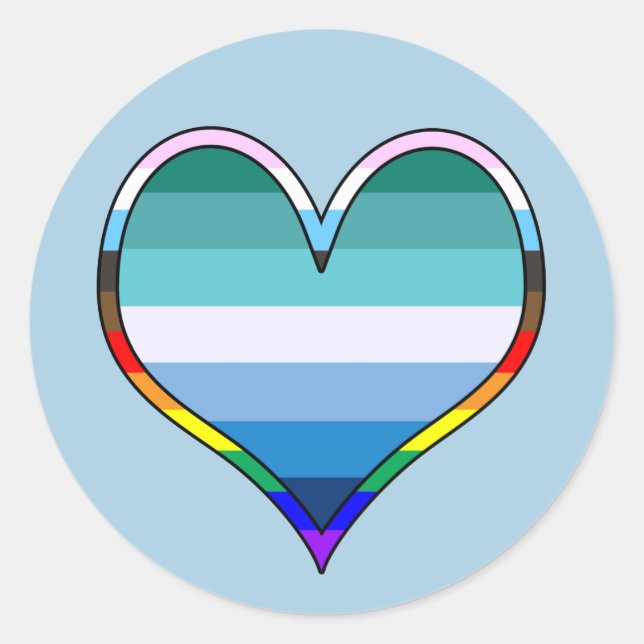 Pegatina Redonda Corazón del Orgullo Gay (Anverso)
