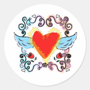 Pegatina Redonda corazón del tatoo