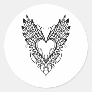Pegatina Redonda Corazón día de San Valentín con un Symbo estilo Ta
