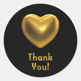 Pegatina Redonda Corazón dorado