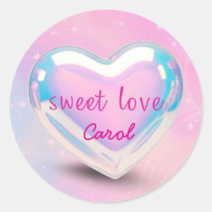 Pegatina Redonda corazón dulce amor