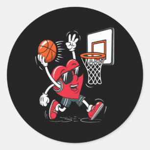 Pegatina Redonda Corazón Dunking Sketll Día de San Valentín Niños N