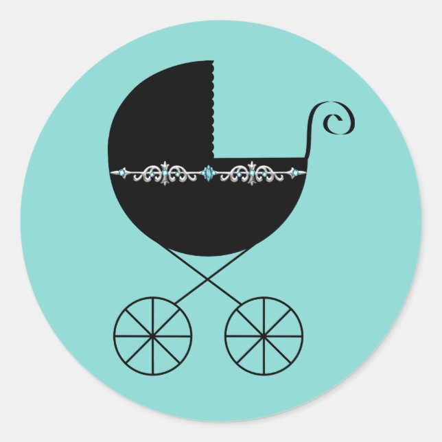 Pegatina Redonda Corazón elegante y Pegatinas azules Verde azulados (Anverso)