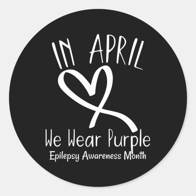 Pegatina Redonda Corazón En Abril Usamos Conciencia De La Epilepsia (Anverso)