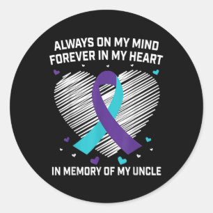 Pegatina Redonda Corazón En Memoria De Mi Tío Conciencia Sobre El S