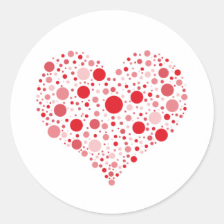 Pegatina Redonda Corazón en puntos