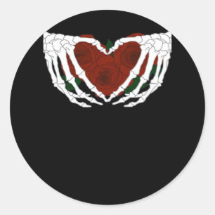 Pegatina Redonda Corazón esquelético