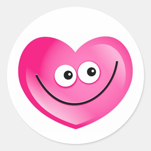 Pegatina Redonda Corazón feliz (Anverso)