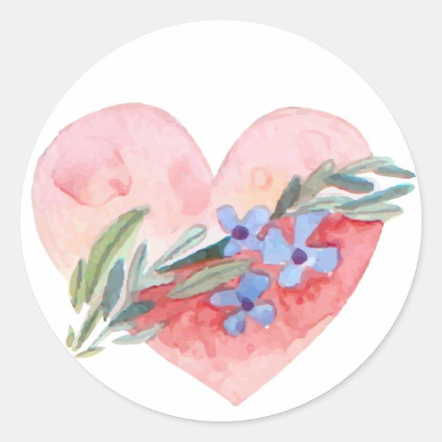Pegatina Redonda Corazón floral (Anverso)