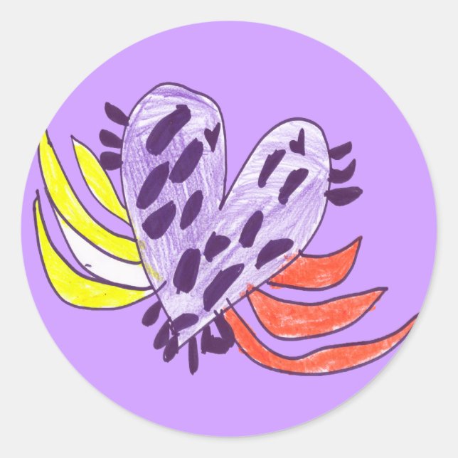 Pegatina Redonda Corazón flotante (Anverso)