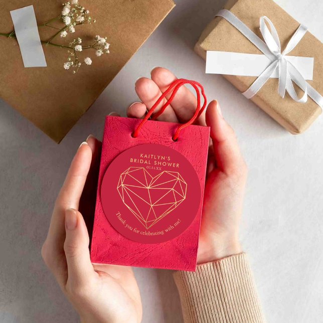 Pegatina Redonda Corazón geométrico para despedida de soltera del D (Subido por el creador)