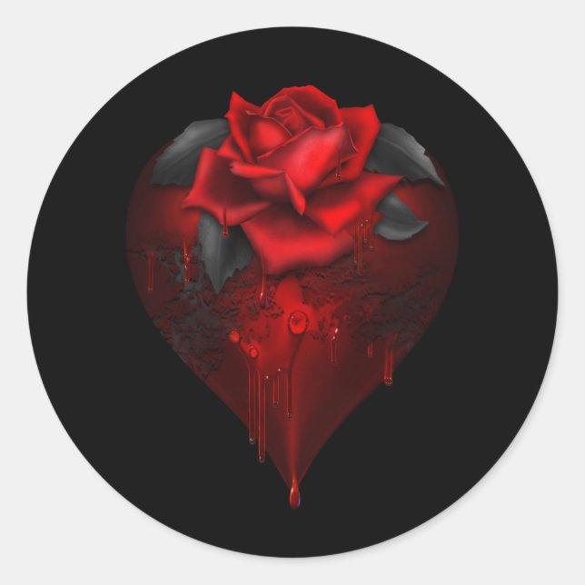 Pegatina Redonda Corazón gótico (Anverso)