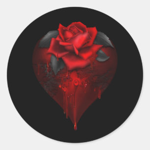 Pegatina Redonda Corazón gótico