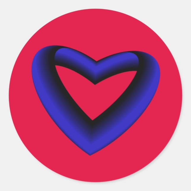 Pegatina Redonda Corazón Gradiente Azul y Negro (Anverso)