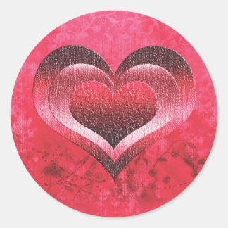 Pegatina Redonda Corazón grungo rosado