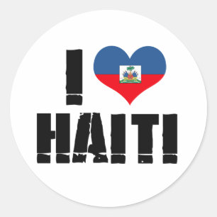 PEGATINA REDONDA CORAZÓN HAITÍ
